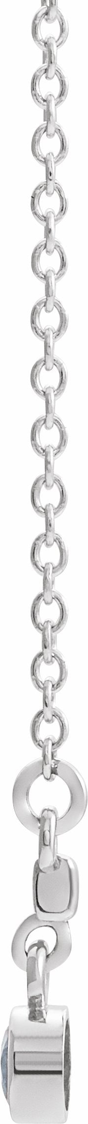 14K White Diamond Bezel-Set 18 Bar Necklace