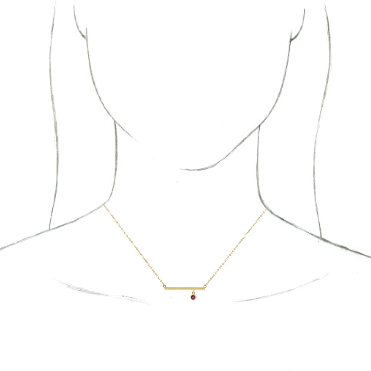 14K Yellow Ruby Bezel-Set 18 Bar Necklace