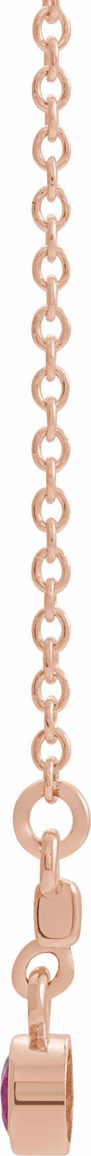 14K Rose Pink Tourmaline Bezel-Set 18 Bar Necklace