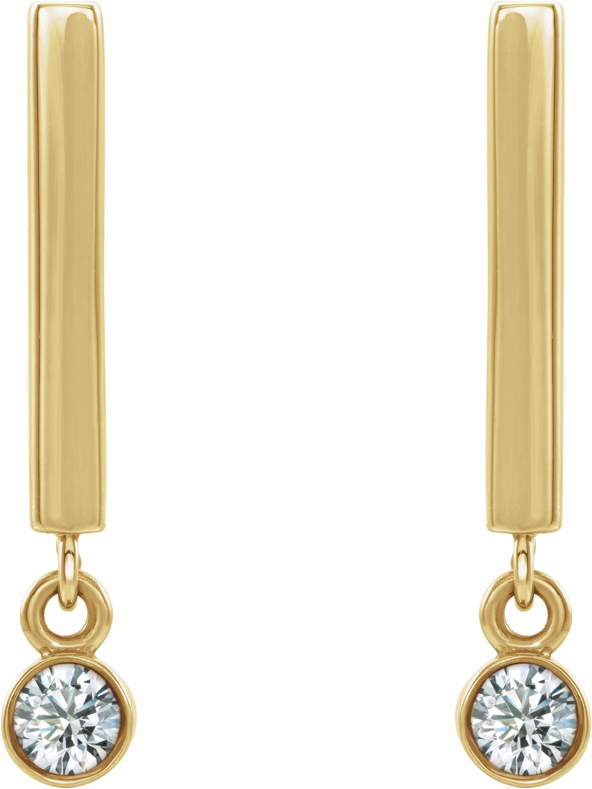 14K Yellow 1/8 CTW Diamond Bar Earrings