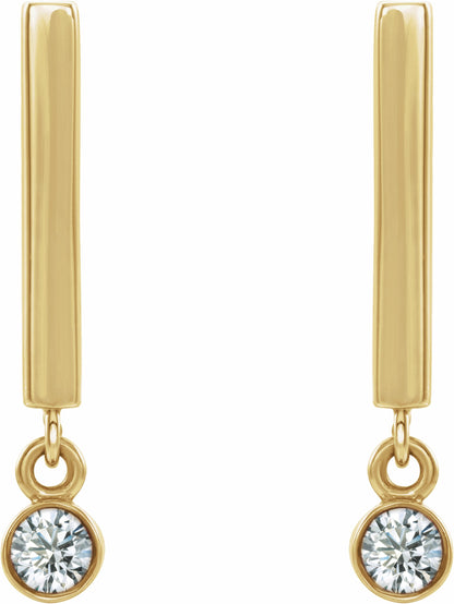 14K Yellow 1/8 CTW Diamond Bar Earrings