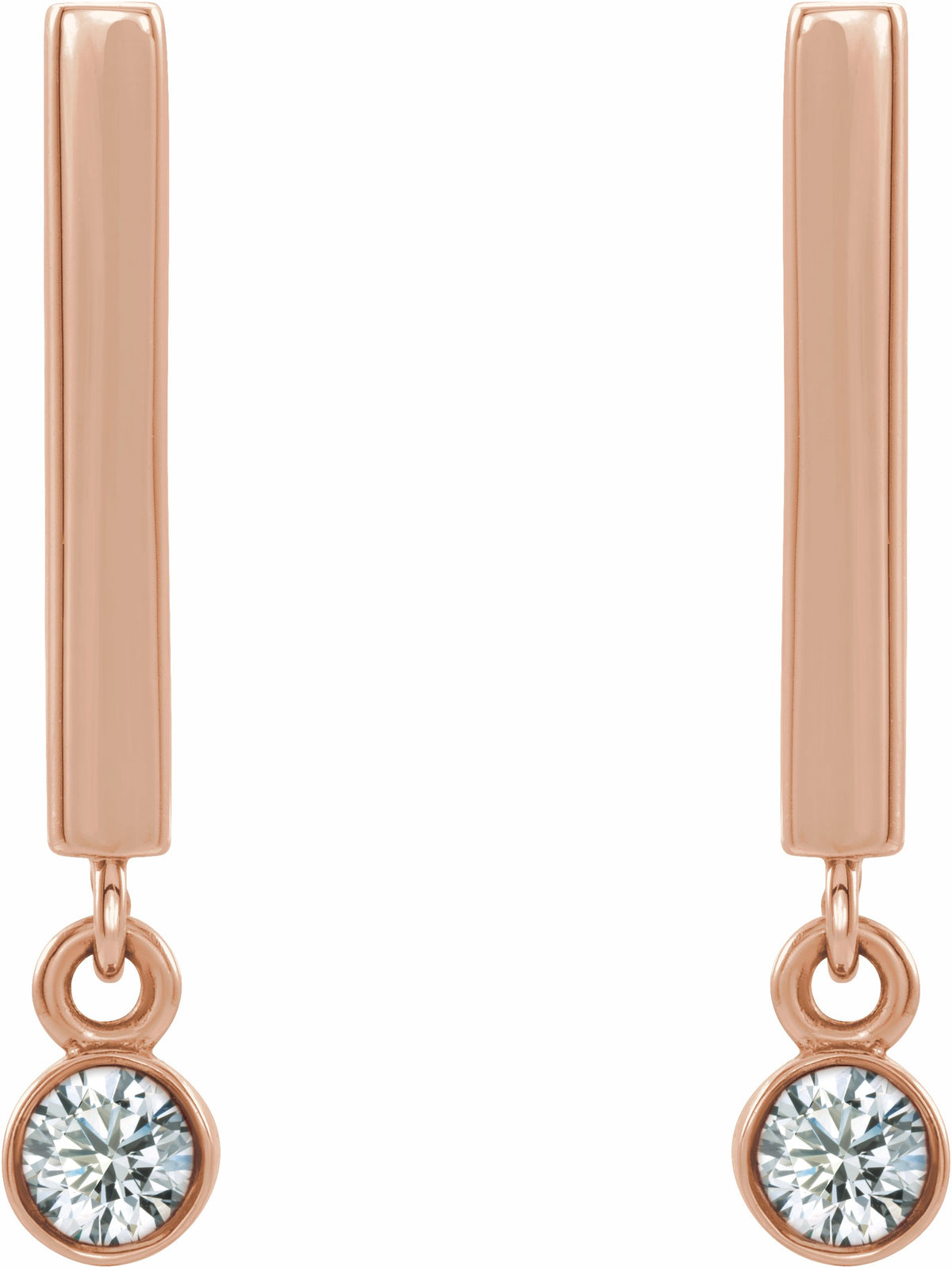 14K Rose 1/8 CTW Diamond Bar Earrings
