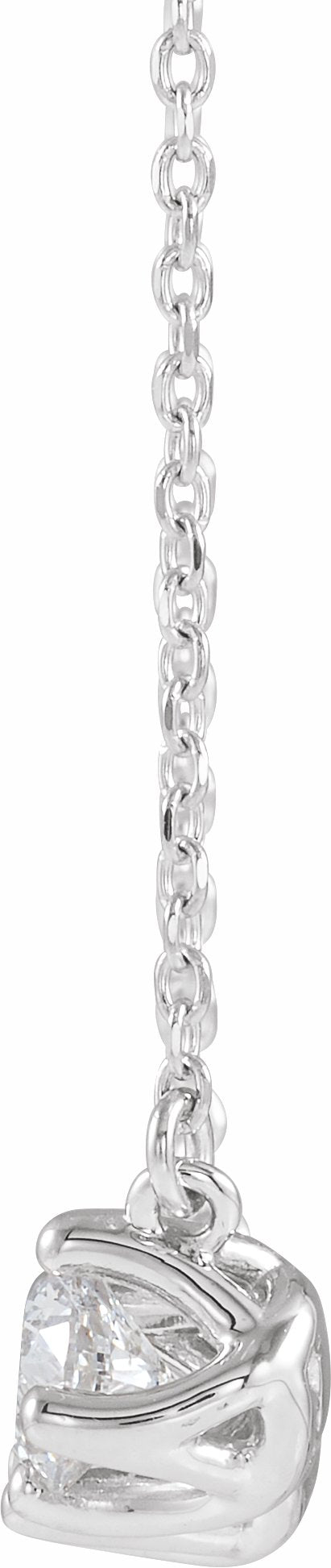 14K White 1 CTW Diamond Three-Stone Curved Bar 16 Necklace