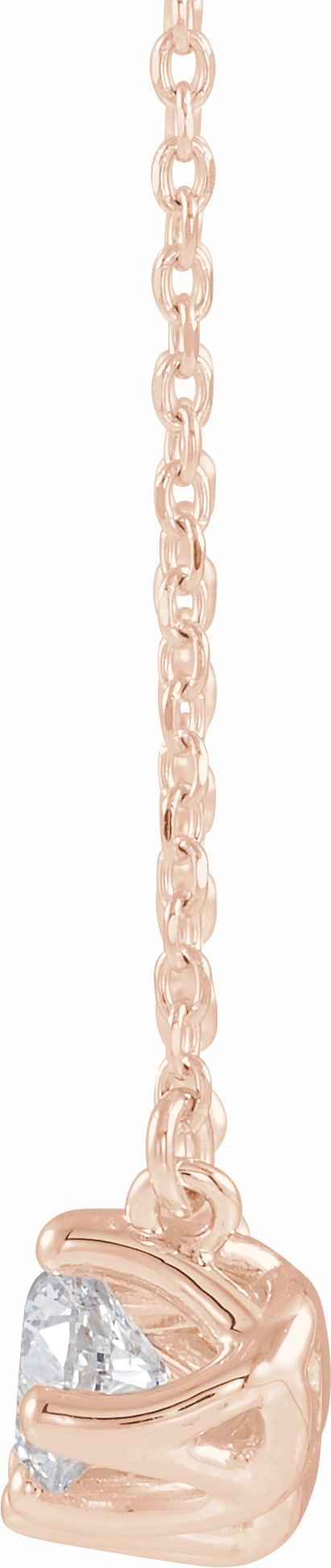 14K Rose 1 CTW Diamond Three-Stone Curved Bar 18 Necklace