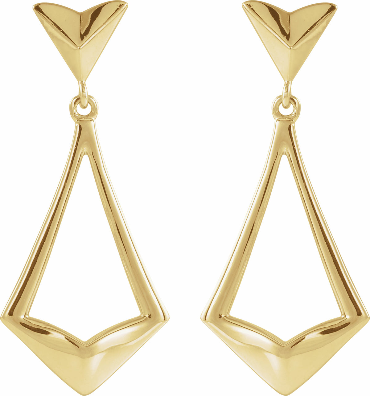 14K Yellow Geometric Dangle Earrings with Backs