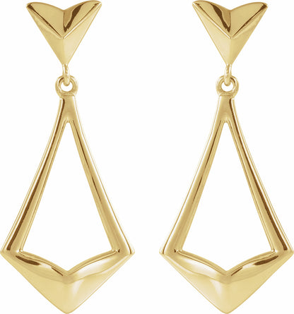 14K Yellow Geometric Dangle Earrings with Backs