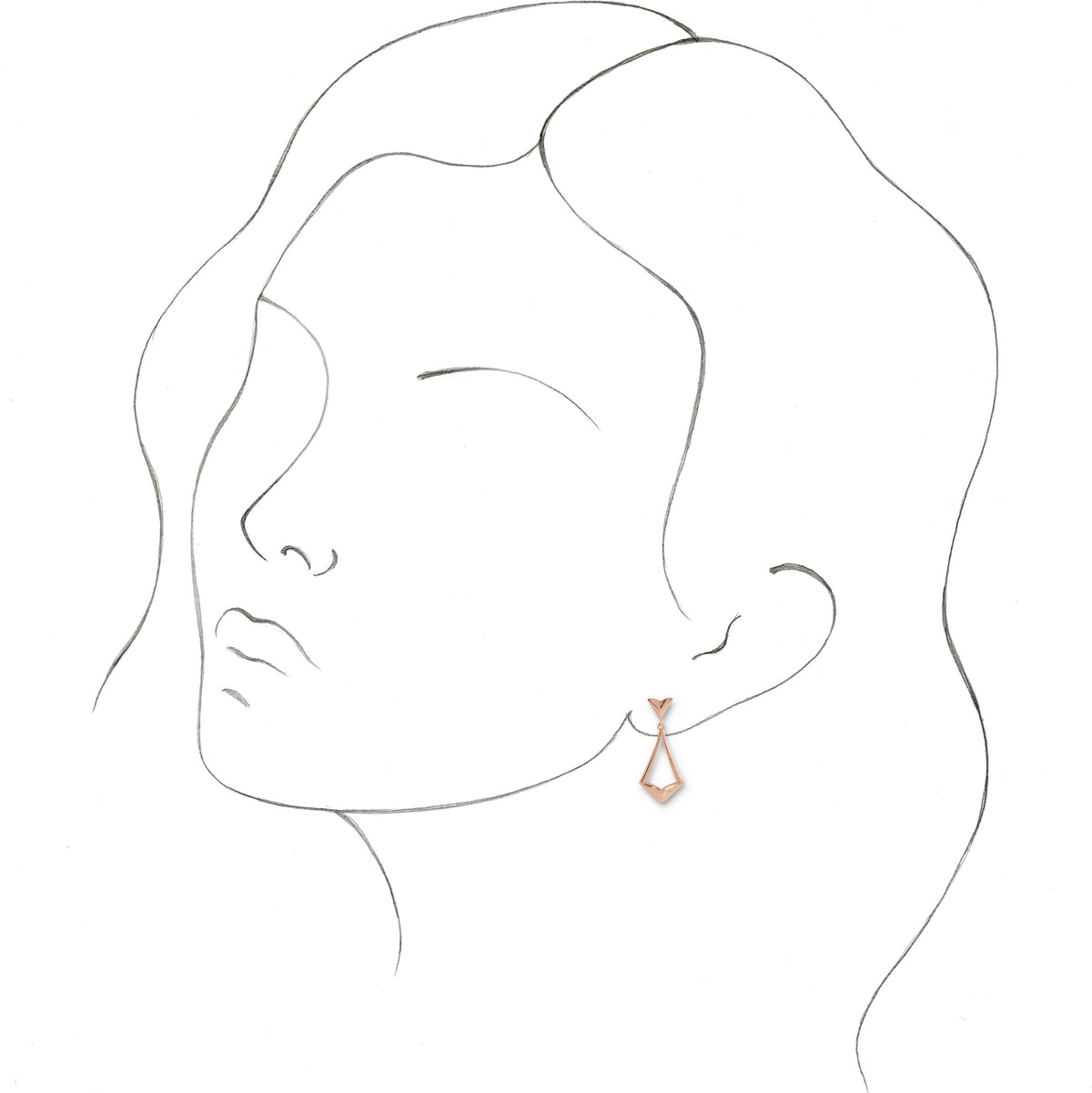 14K Rose Geometric Dangle Earrings with Backs