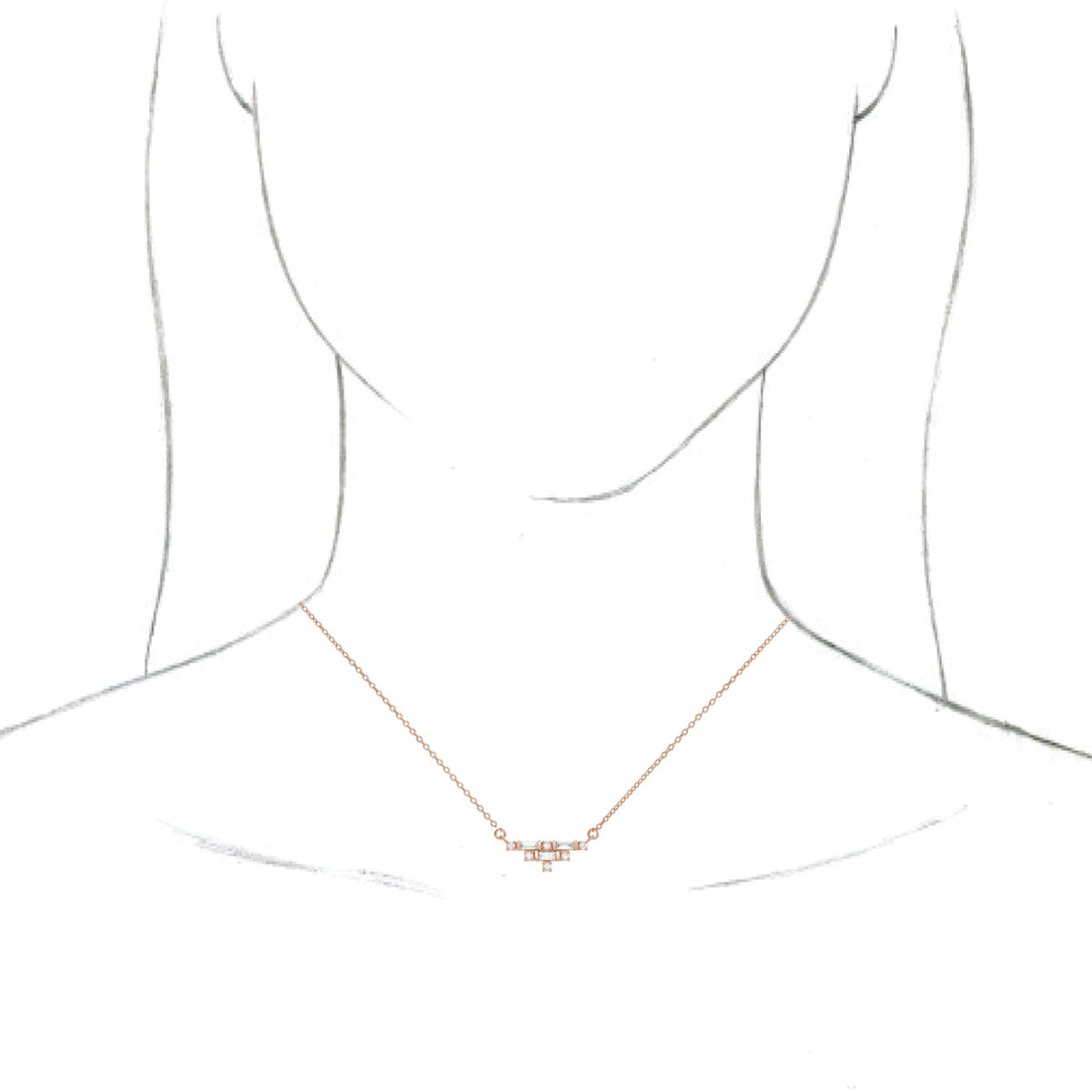 14K Rose 1/4 CTW Diamond Art Deco 18 Necklace