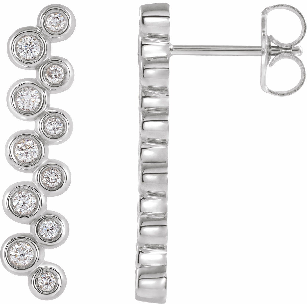 14K White 1/3 CTW Diamond Bezel-Set Bar Earrings