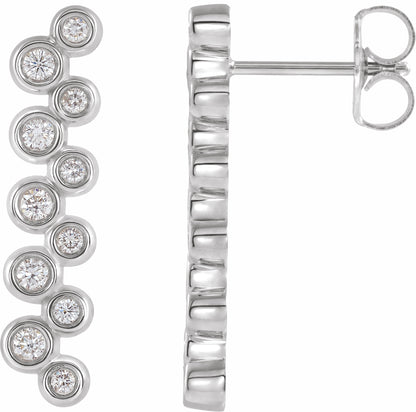 14K White 1/3 CTW Diamond Bezel-Set Bar Earrings