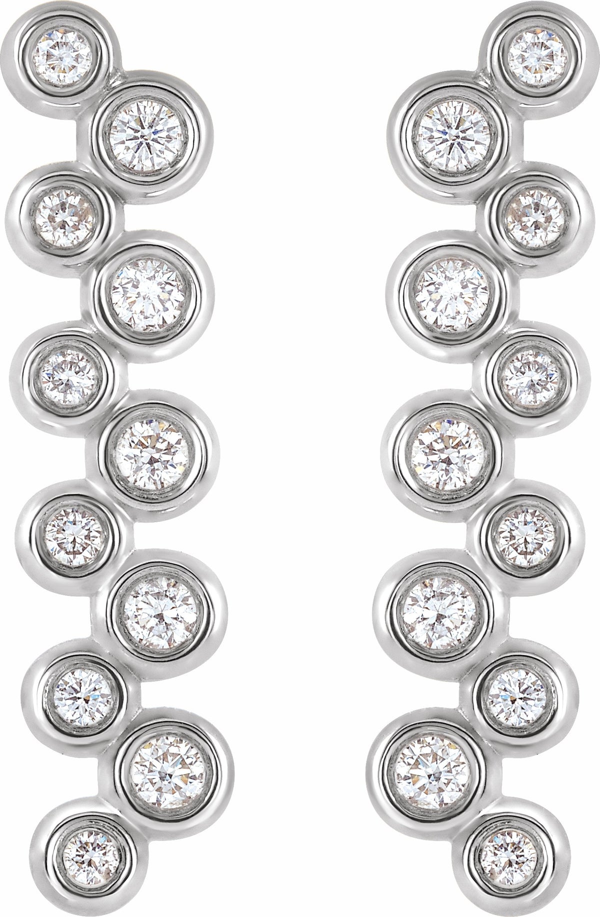 14K White 1/3 CTW Diamond Bezel-Set Bar Earrings