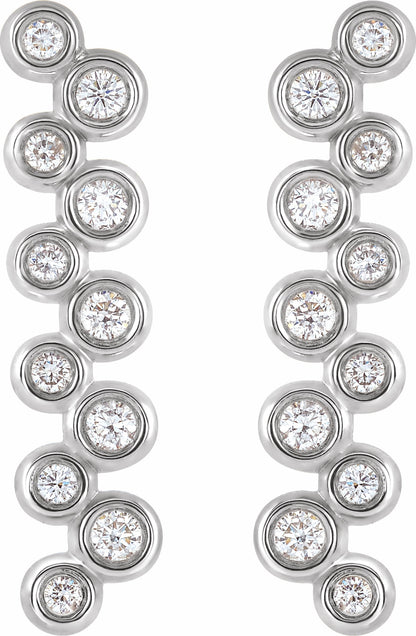 14K White 1/3 CTW Diamond Bezel-Set Bar Earrings