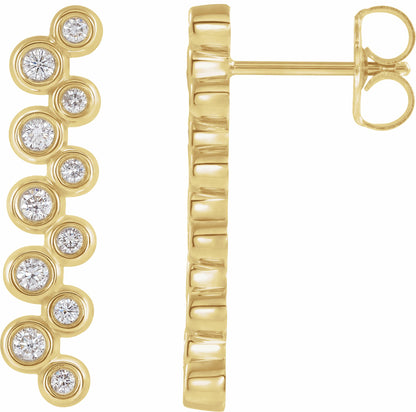 14K Yellow 1/3 CTW Diamond Bezel-Set Bar Earrings
