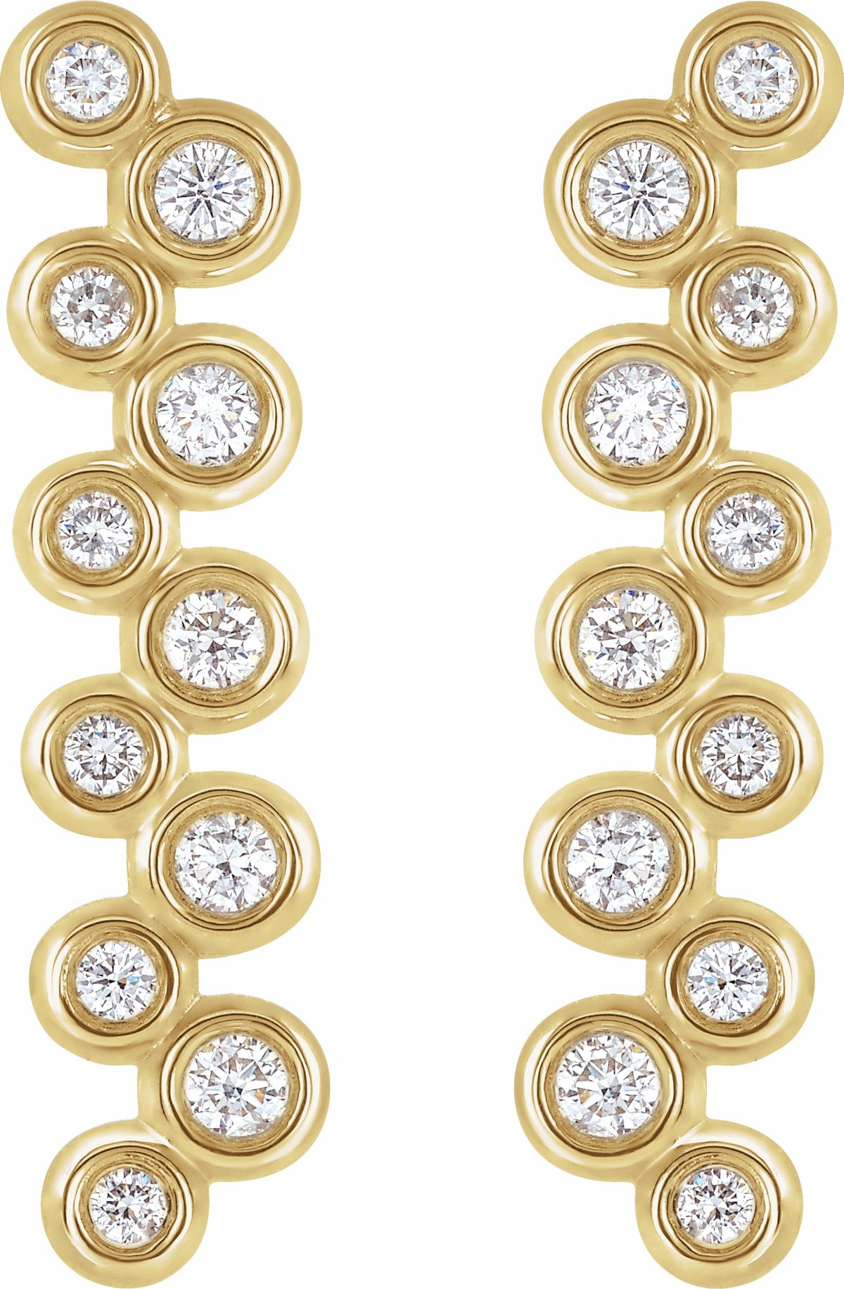 14K Yellow 1/3 CTW Diamond Bezel-Set Bar Earrings