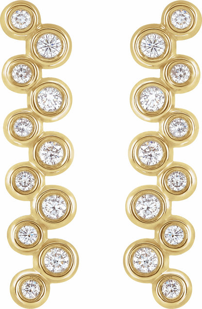 14K Yellow 1/3 CTW Diamond Bezel-Set Bar Earrings