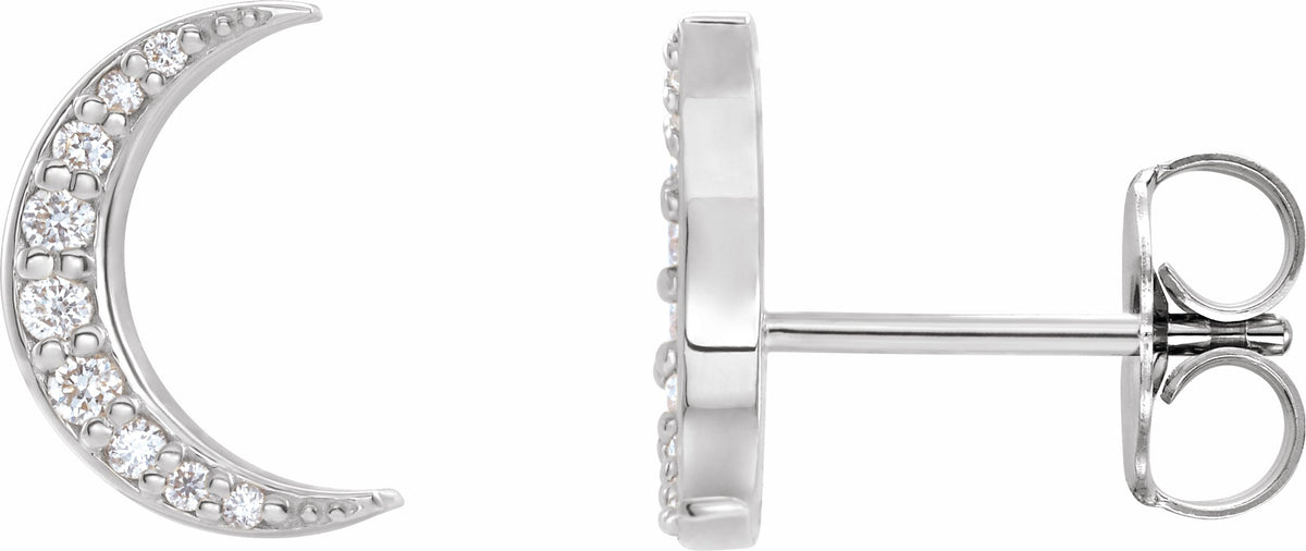 14K White 1/10 CTW Diamond Crescent Moon Earrings