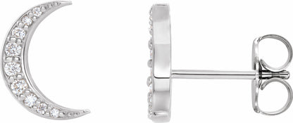 14K White 1/10 CTW Diamond Crescent Moon Earrings