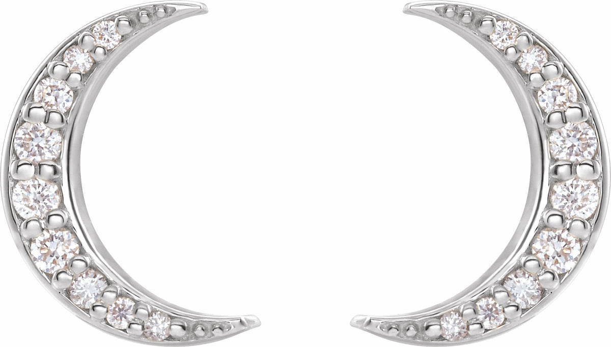 14K White 1/10 CTW Diamond Crescent Moon Earrings
