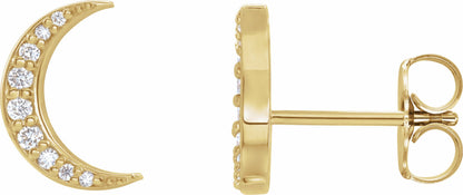 14K Yellow 1/10 CTW Diamond Crescent Moon Earrings