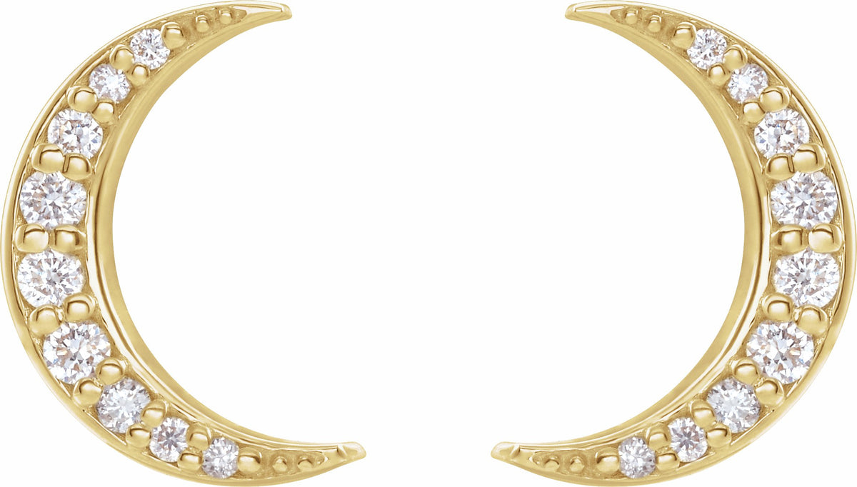 14K Yellow 1/10 CTW Diamond Crescent Moon Earrings