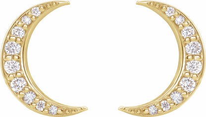 14K Yellow 1/10 CTW Diamond Crescent Moon Earrings