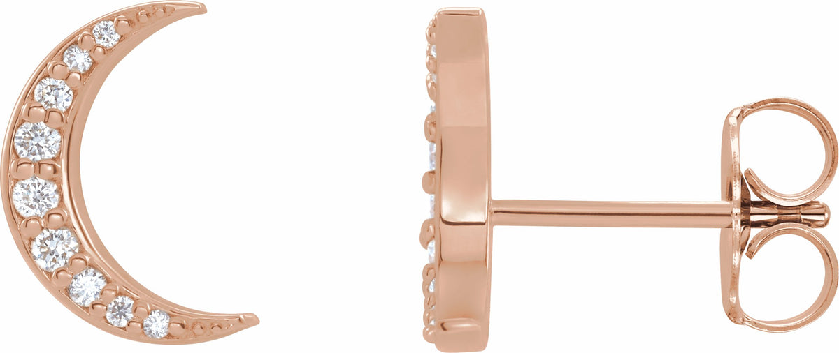 14K Rose 1/10 CTW Diamond Crescent Moon Earrings