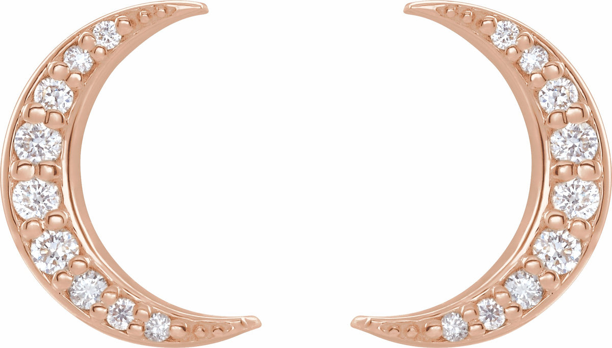 14K Rose 1/10 CTW Diamond Crescent Moon Earrings