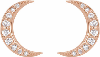 14K Rose 1/10 CTW Diamond Crescent Moon Earrings