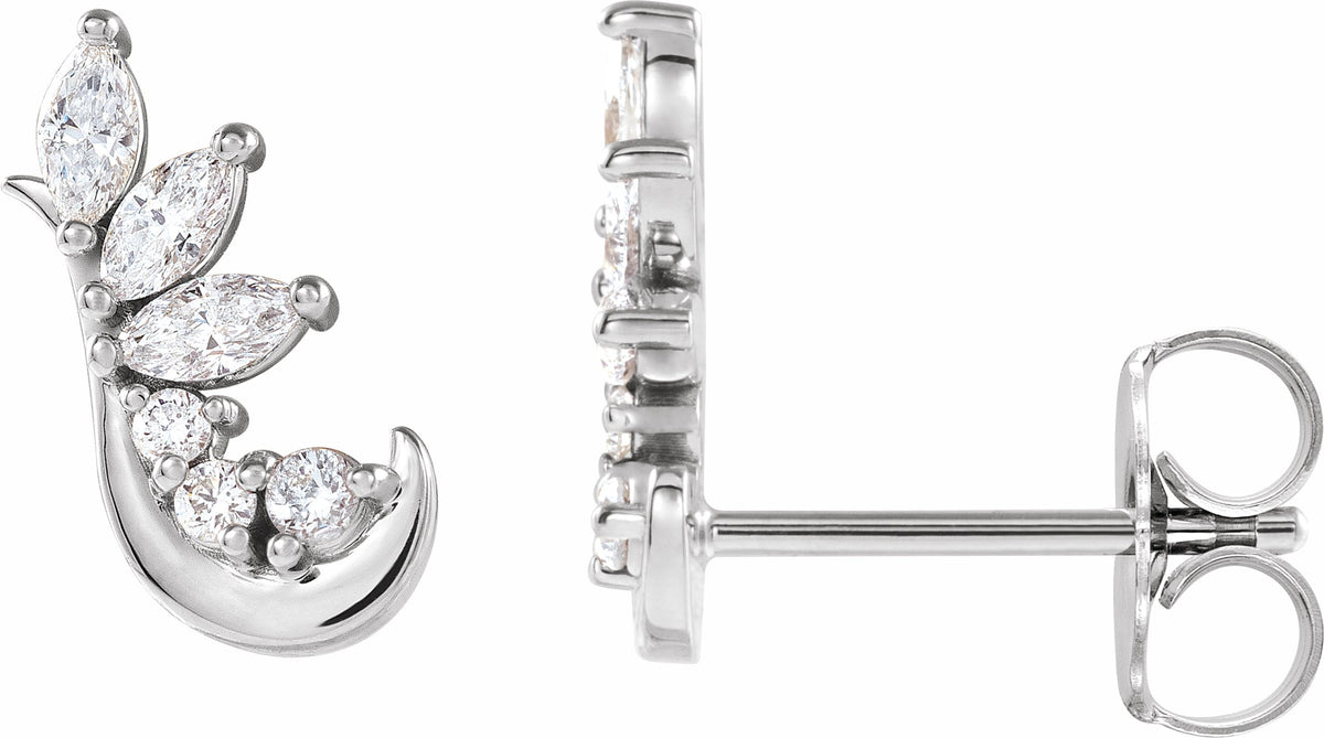 14K White 1/4 CTW Diamond Earring Climbers