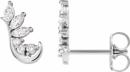 14K White 1/4 CTW Diamond Earring Climbers