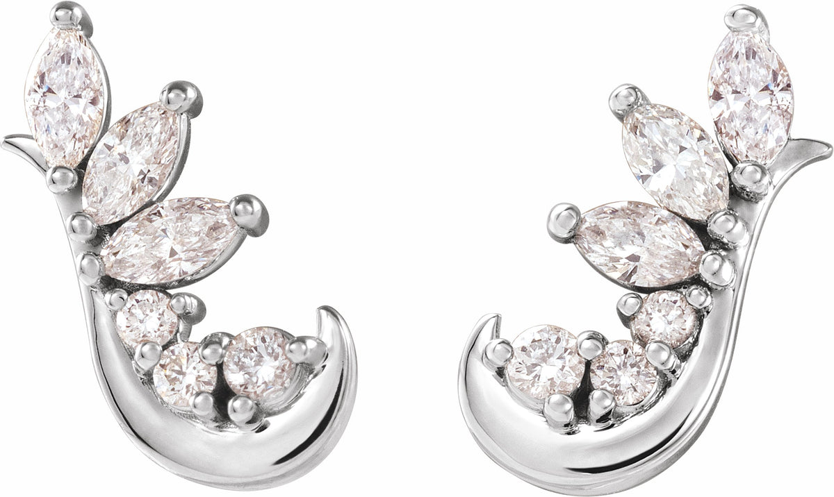 14K White 1/4 CTW Diamond Earring Climbers