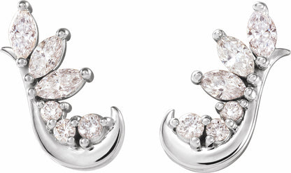14K White 1/4 CTW Diamond Earring Climbers