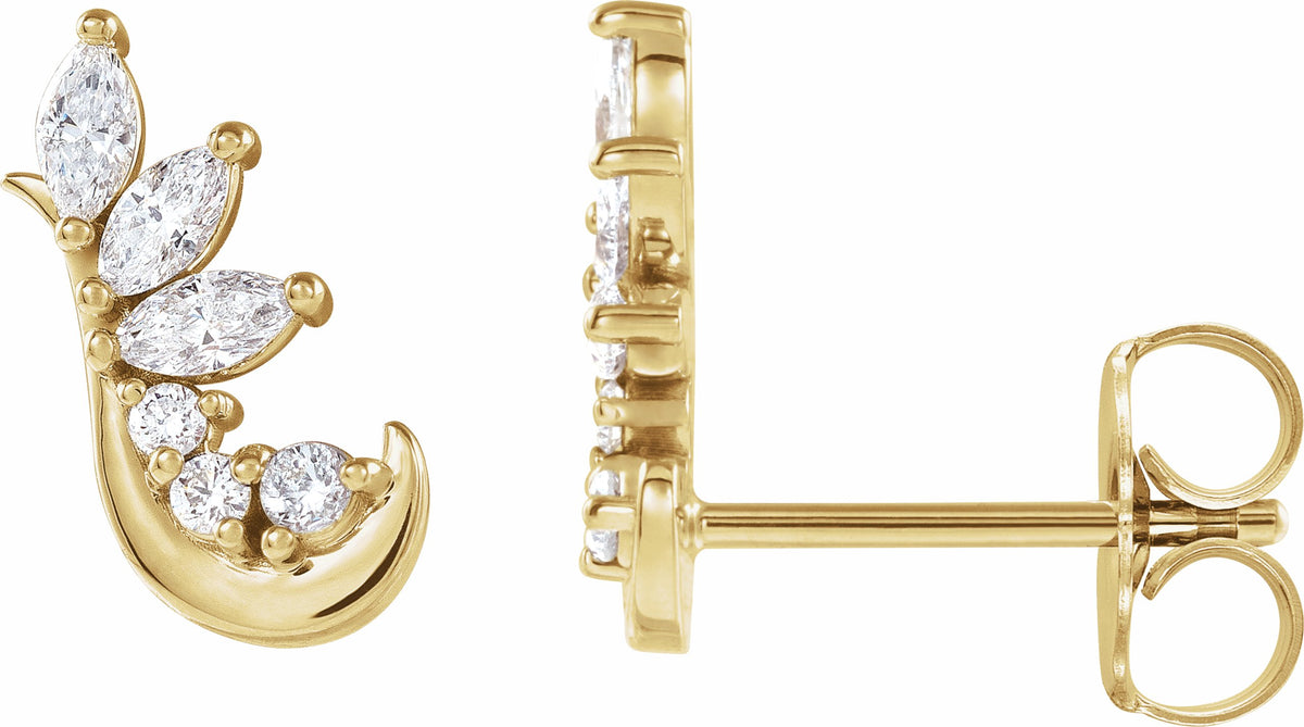 14K Yellow 1/4 CTW Diamond Earring Climbers