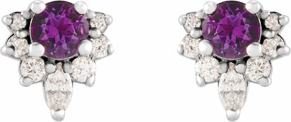 14K White Amethyst & 1/6 CTW Diamond Earrings