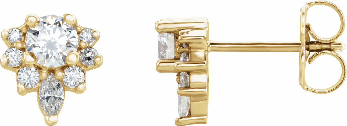 14K Yellow 1/2 CTW Diamond Earrings
