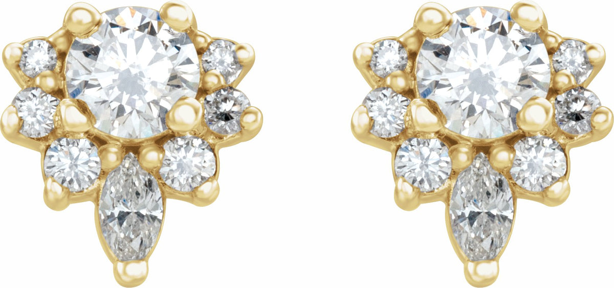 14K Yellow 1/2 CTW Diamond Earrings