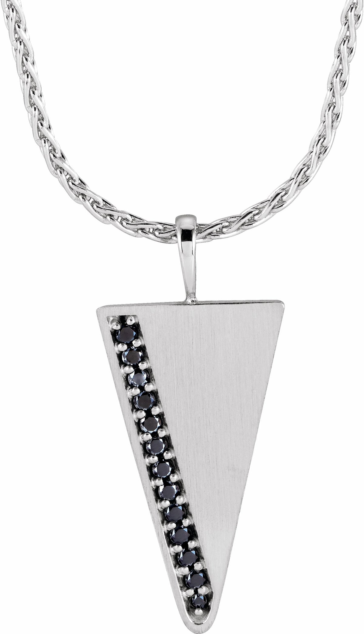 14K White 1/5 CTW Black Diamond Triangle 24 Necklace