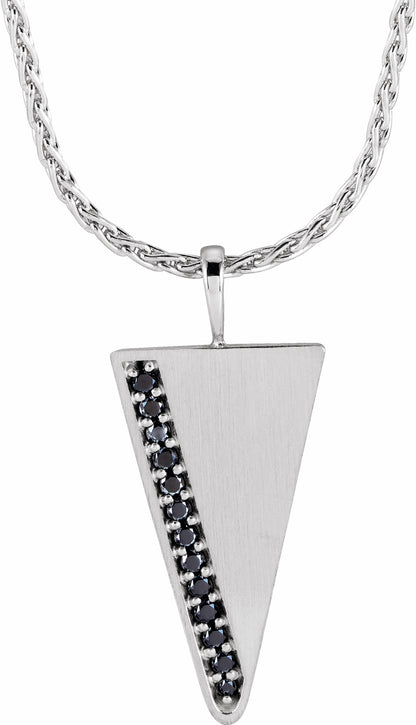 14K White 1/5 CTW Black Diamond Triangle 24 Necklace
