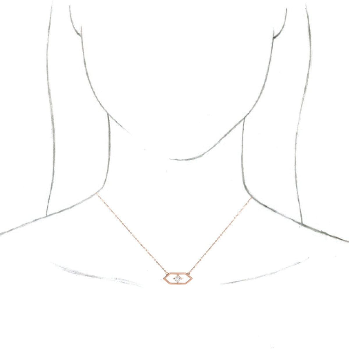 14K Rose 1/4 CTW Diamond Geometric 18 Necklace