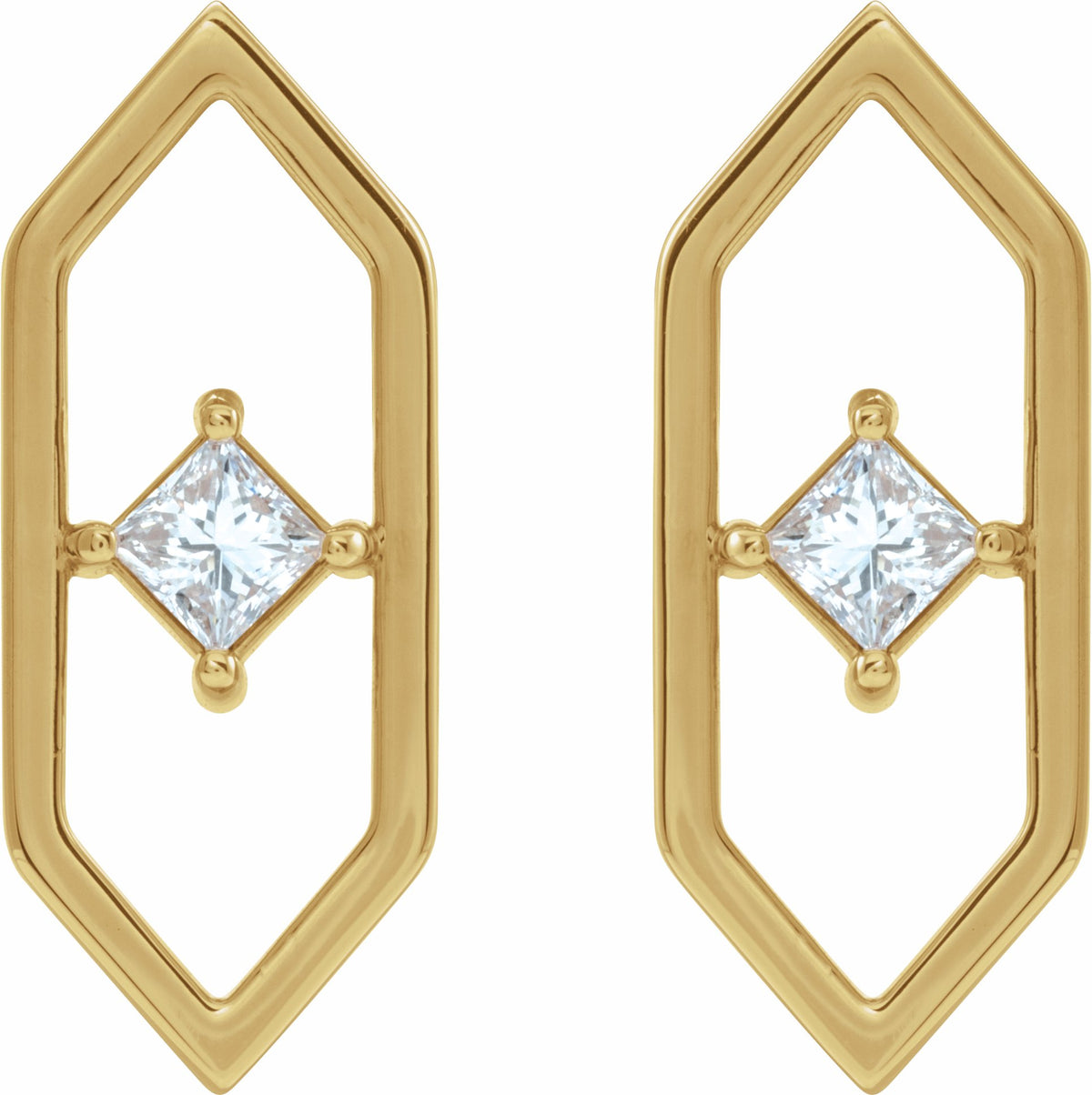 14K Yellow 1/3 CTW Diamond Geometric Earrings