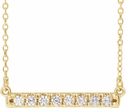 14K Yellow 1/4 CTW Diamond French-Set Bar 18 Necklace