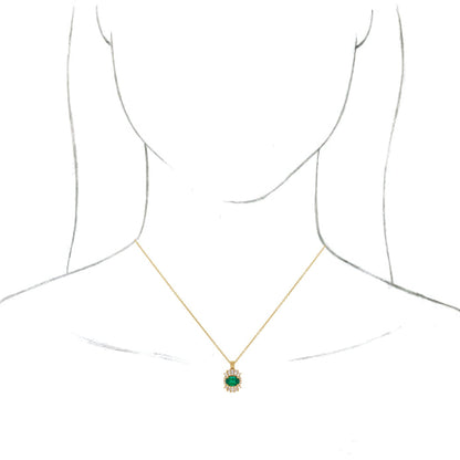 14K Yellow Emerald & 1/4 CTW Diamond 16-18 Necklace