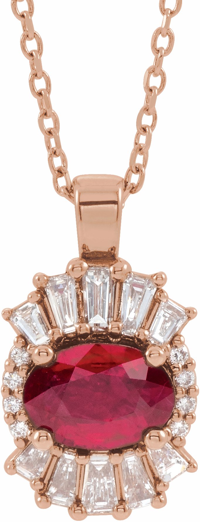 14K Rose Ruby & 1/3 CTW Diamond 16-18 Necklace
