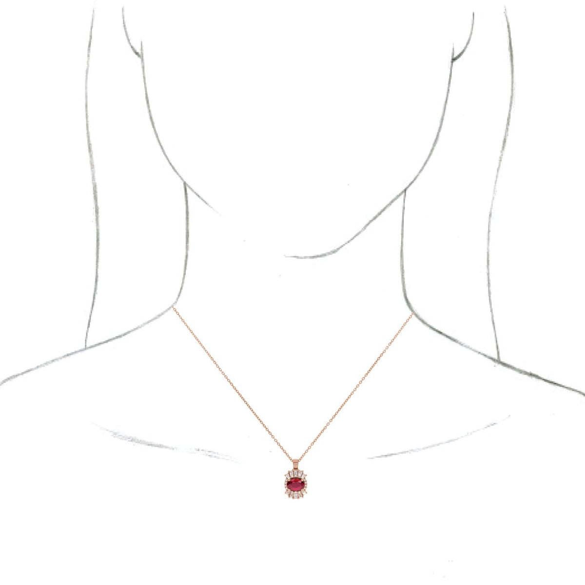 14K Rose Ruby & 1/3 CTW Diamond 16-18 Necklace