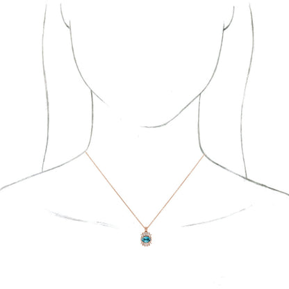 14K Rose Blue Zircon & 1/3 CTW Diamond 16-18 Necklace