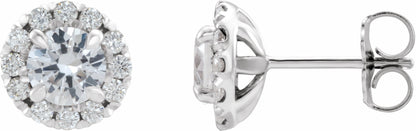 14K White Sapphire & 1/5 CTW Diamond Earrings