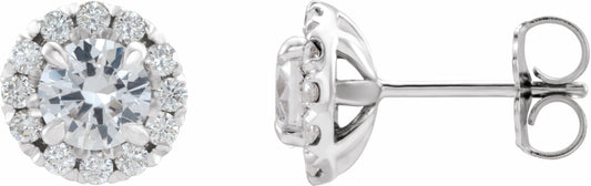 14K White Sapphire & 1/5 CTW Diamond Earrings