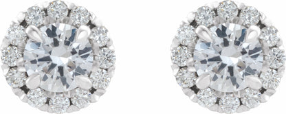 14K White Sapphire & 1/5 CTW Diamond Earrings