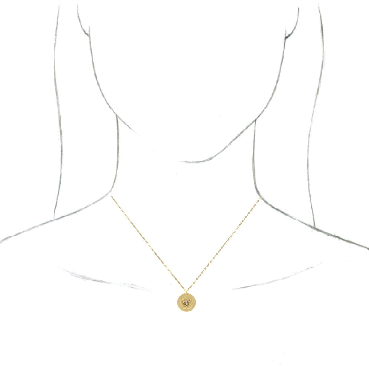 14K Yellow .025 CTW Diamond Lotus 16-18 Necklace