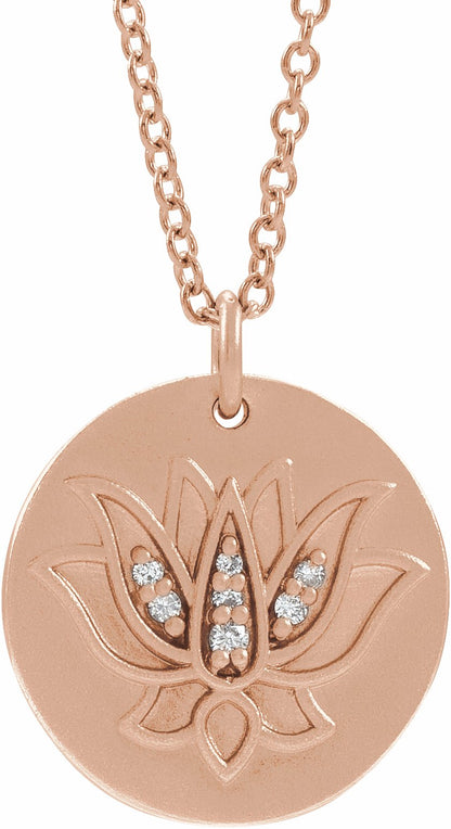 14K Rose .025 CTW Diamond Lotus 16-18 Necklace